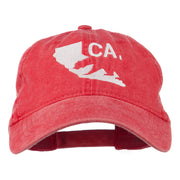 CA Map with Bear Embroidered Washed Cap