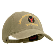 U.S. Army 34th Infantry Division Embroidered Washed Solid Pigment Dyed Cotton Twill Brass Buckle Cap - Khaki OSFM