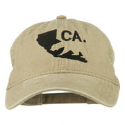 CA Map with Bear Embroidered Washed Cap