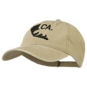 CA Map with Bear Embroidered Washed Cap