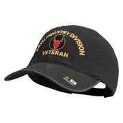 U.S. Army 34th Infantry Division Embroidered Washed Solid Pigment Dyed Cotton Twill Brass Buckle Cap - Black OSFM