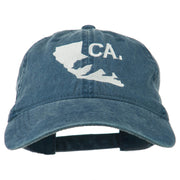 CA Map with Bear Embroidered Washed Cap