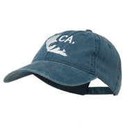 CA Map with Bear Embroidered Washed Cap