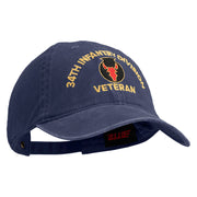 U.S. Army 34th Infantry Division Embroidered Washed Solid Pigment Dyed Cotton Twill Brass Buckle Cap - Navy OSFM