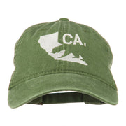 CA Map with Bear Embroidered Washed Cap