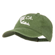 CA Map with Bear Embroidered Washed Cap