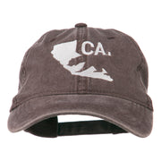 CA Map with Bear Embroidered Washed Cap