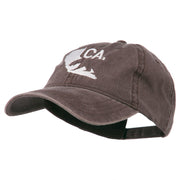 CA Map with Bear Embroidered Washed Cap