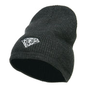 White Diamond Embroidered Rib Beanie