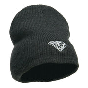 White Diamond Embroidered Rib Beanie