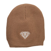 White Diamond Embroidered Rib Beanie