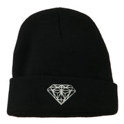 White Diamond Embroidered Long Cuff Beanie