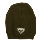 White Diamond Embroidered Rib Beanie