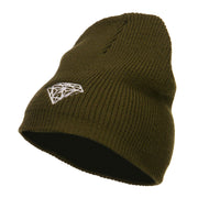 White Diamond Embroidered Rib Beanie