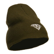 White Diamond Embroidered Rib Beanie