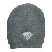 White Diamond Embroidered Rib Beanie