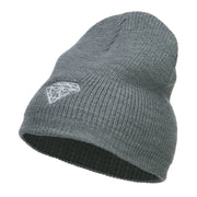 White Diamond Embroidered Rib Beanie