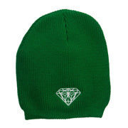 White Diamond Embroidered Rib Beanie