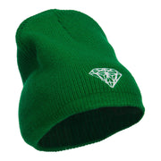 White Diamond Embroidered Rib Beanie