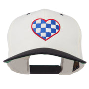 Checkered Heart Embroidered Wool Blend Cap