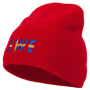 Sweden Country Three-Letter SWE Flag Embroidered 8 Inch Knitted Short Beanie