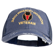 U.S. Army 34th Infantry Division Embroidered Low Profile Special Cotton Mesh Cap - Navy OSFM