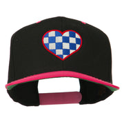 Checkered Heart Embroidered Wool Blend Cap