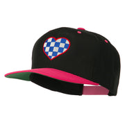 Checkered Heart Embroidered Wool Blend Cap