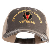 U.S. Army 34th Infantry Division Embroidered Low Profile Special Cotton Mesh Cap - Brown-Khaki OSFM