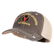 U.S. Army 34th Infantry Division Embroidered Low Profile Special Cotton Mesh Cap - Brown-Khaki OSFM