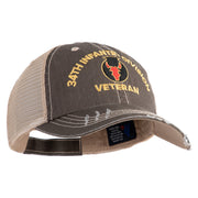 U.S. Army 34th Infantry Division Embroidered Low Profile Special Cotton Mesh Cap - Brown-Khaki OSFM