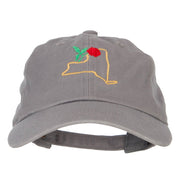 New York Rose with Map Embroidered Unstructured Washed Cap