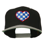 Checkered Heart Embroidered Wool Blend Cap