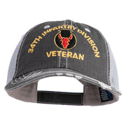 U.S. Army 34th Infantry Division Embroidered Low Profile Special Cotton Mesh Cap - Black OSFM