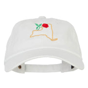 New York Rose with Map Embroidered Unstructured Washed Cap