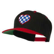 Checkered Heart Embroidered Wool Blend Cap