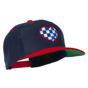 Checkered Heart Embroidered Wool Blend Cap