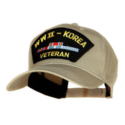 WWII Korea Veteran Fan Shape Patched Cotton Twill Cap