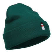 Snowman with Scarf Embroidered Long Beanie