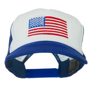 White American Flag Embroidered Two Tone Mesh Cap