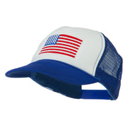 White American Flag Embroidered Two Tone Mesh Cap