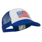 White American Flag Embroidered Two Tone Mesh Cap