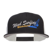 Wind Surfing Embroidered Snapback Mesh Cap