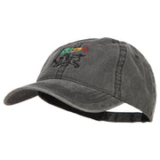 Rasta Lion with Flag Embroidered Washed Cap