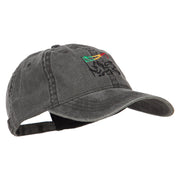 Rasta Lion with Flag Embroidered Washed Cap