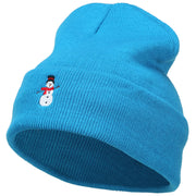 Snowman with Scarf Embroidered Long Beanie