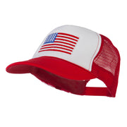 White American Flag Embroidered Two Tone Mesh Cap