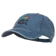 Rasta Lion with Flag Embroidered Washed Cap