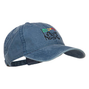 Rasta Lion with Flag Embroidered Washed Cap