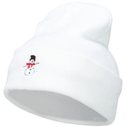 Snowman with Scarf Embroidered Long Beanie